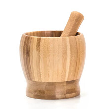 Wood Mortar and Pestle Set Garlic Press Ginger Crusher Spices Grinding Set Garlic Mincer Herb Spice Masher Grinder Chopper Kitchen Tool (Bamboo)