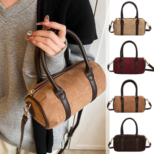 Γυναικεία τσάντα Tote Retro από τεχνητό σουέτ – Boston Barrel Style, χιαστί/ώμου για