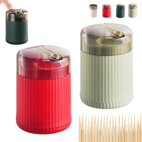 Pop-Up Automatic Toothpick Dispenser with Push-Button, Transparent Lid & Detachable Base – Includes 100 Toothpicks