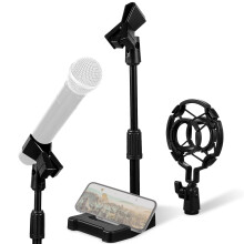 Adjustable Desk Mic Stand with Shock Mount and Clip Base