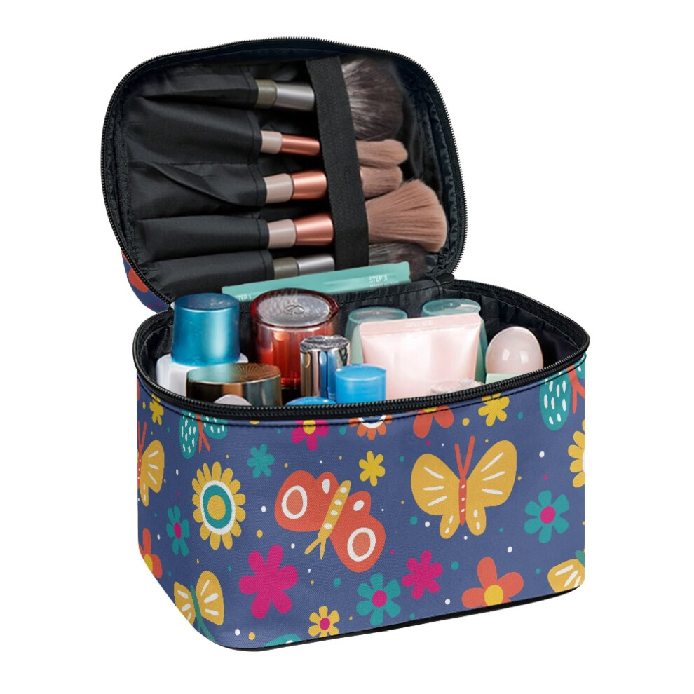 Cartoon Butterflies Large Cosmetic Travel Bag Outdoor Travel Keep Small Items Portable Makeup Bag Women Girlfriend Teacher Valentines Day Gifts