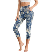 Női batikolt jóganadrág magas derekú capri leggings