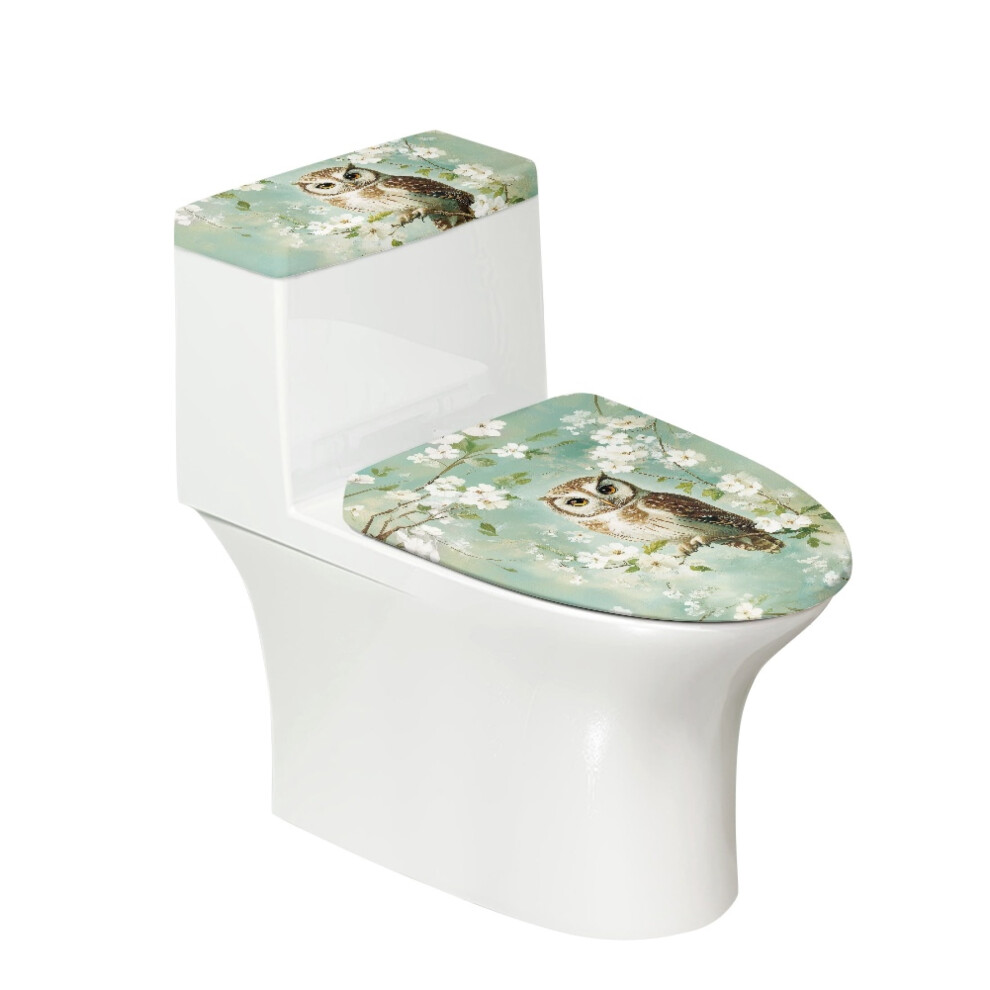 Owl Floral Toilet Lid Cover Polyester Washable 919886123898