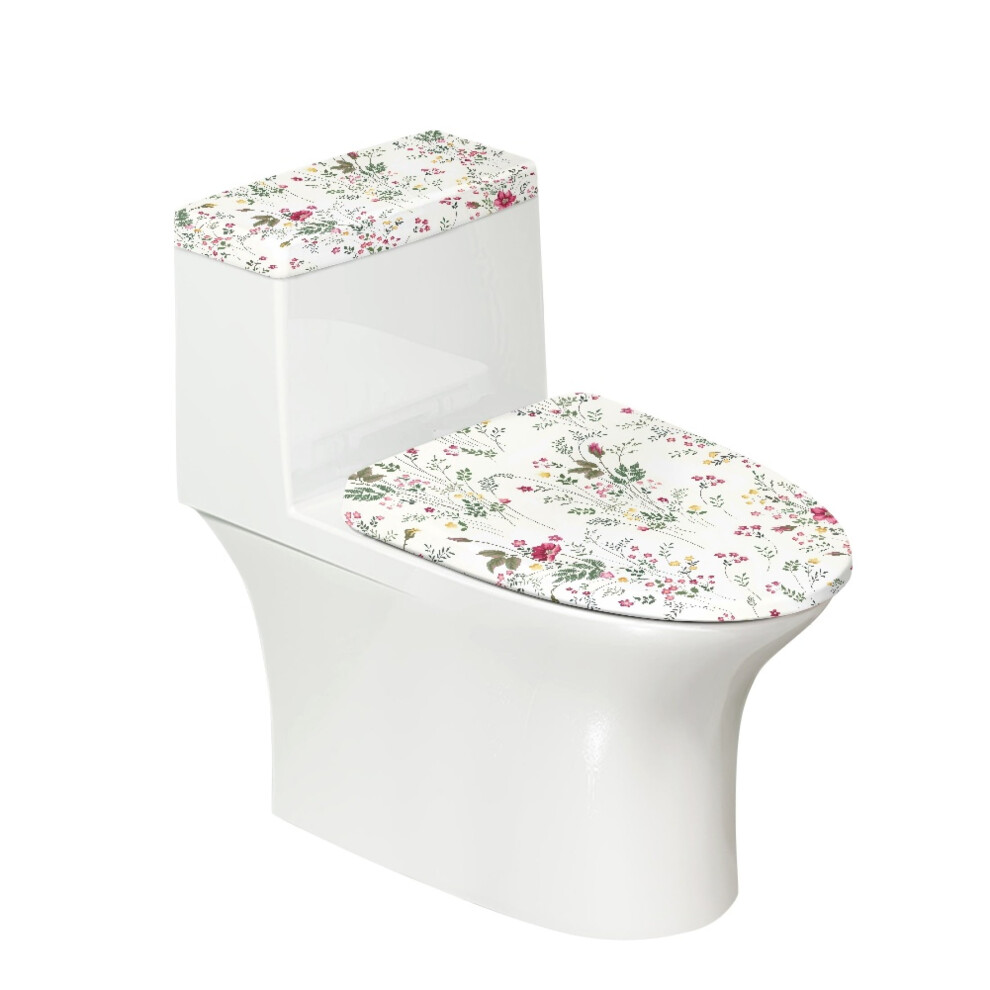 Flower Toilet Dust Cover Set & Stretch Toilet Lid Cover For Bathroom Supplies, Polyester Fabric, Washable 9399596700465