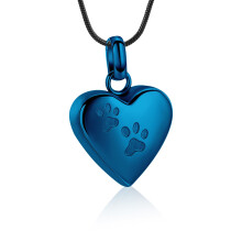 Heart Cremation Urn Necklace for Pet Ashes Urn Necklace with Pawprint Pet Paw Ashes Necklace for Dog / Cat Pet Memorial Keepsake Jewelry
