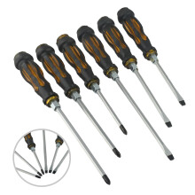 6Pcs Screwdriver Set, Magnetic Slotted and Cross Screwdrivers with Rubber Handle, Durable Screwdriver Set for Home and DIY Repair Projects