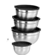 4 Pcs Stainless Steel Mixing Bowls Set With Lids Metal Baking Bowls Stackable Bowls For Mixing Whisking Serving Salad Kitchen Prep