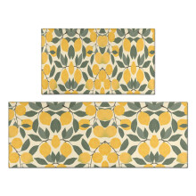 2 Piece Yellow Lemons Rug Kitchen Rug Set, Decor Kitchen Rugs, Absorbent Non-Slip Washable Floor Mats, Home Indoor Runner Rugs 17"x47"+17"x30"