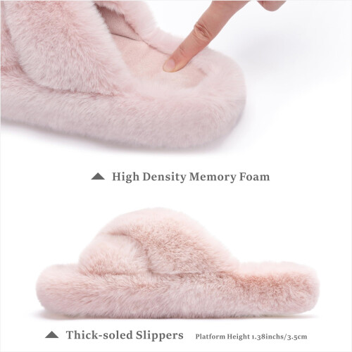 Γυναικείες παντόφλες Memory Foam Fuzzy, με επένδυση από τεχνητή γούνα, αντιολισθητική 1