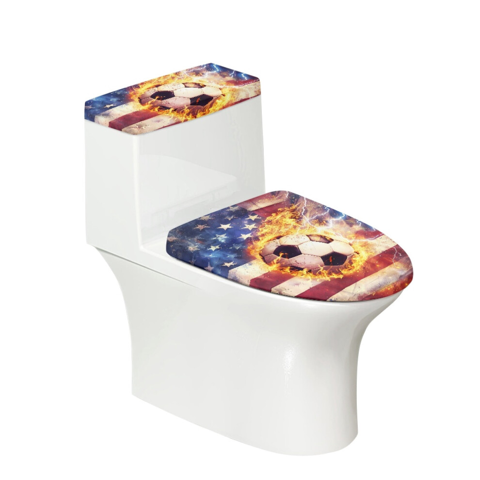 Toilet Lid Cover Football American Flag Pattern Stretch 975221533791