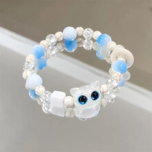 Cute Cat Couple Bracelet Imitation Crystal Braided Children Bracelets Charm Wristbands Fashion Jewelry Trendy Accessories