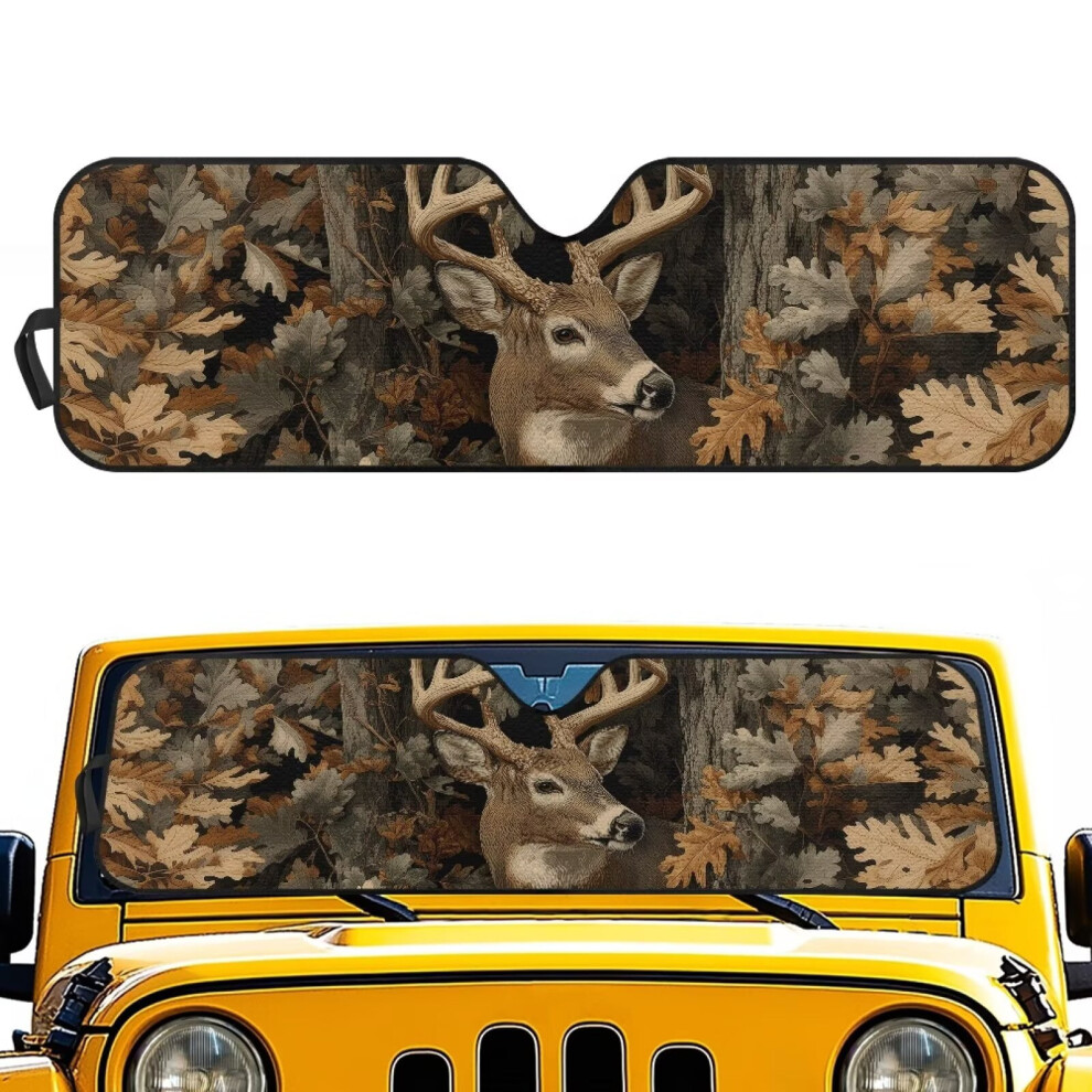 Windshield Sun Shade For Jeep Jk/Jku/Jl/Jlu (1997-2023) & Compatible With Gladiator Jt (2020-2023), Camo, Foldable, Uv-Blocking 9377112581347