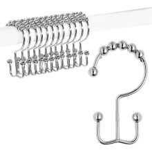 304 Stainless Steel Shower Curtain Hooks, Double Glide, Rainbow Color, Set of 12, Compatible with Standard Rods