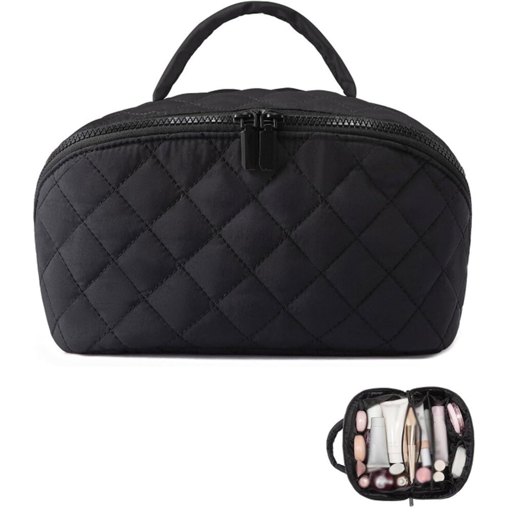 Petition Makeup Bag for Women â 180 Wide-Open, Water-Resistant, Puffy Padded Travel Cosmetic Case