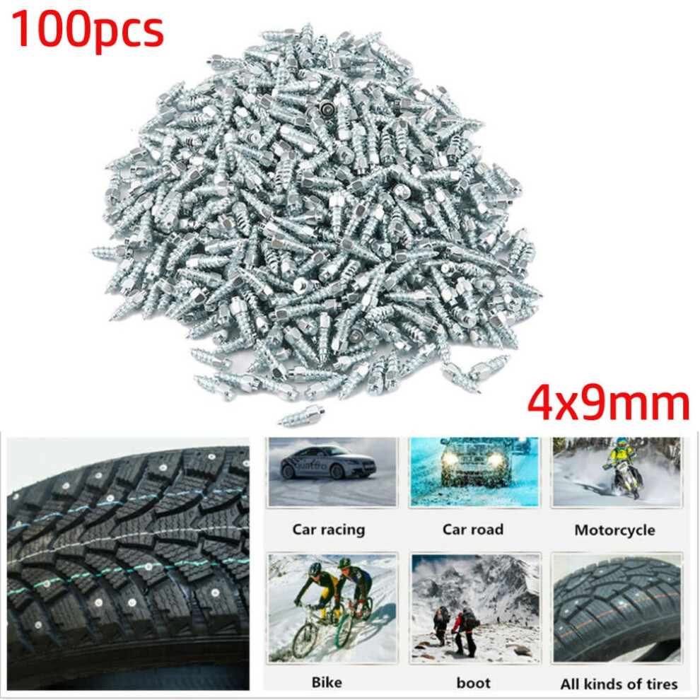 100X9mm Screw In Tire Stud Snow Spikes Racing Track Tire Ice Studs Car/Truck/Atv 9377112581767