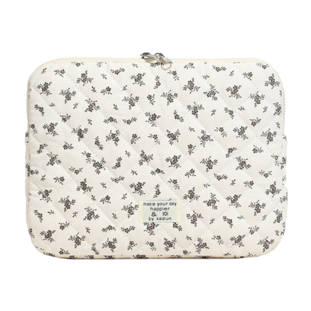 Puffy Quilted Floral Laptop Sleeve – Maple Leaf Design, Shockproof, Compatible With Ipad, Tablet, Notebook (11.42" X 8.46", ) Black 9399596215457