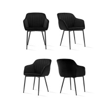 (Black, Set of 4) Velvet Dining Chairs - GOEURVANT