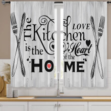 Rustic Farmhouse Kitchen Curtains, Rod Pocket, Vintage Grey Cafe Tier Drapes (27.5"x39", 2 Panels)