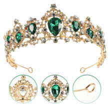 Green Crystal Tiara Crown for Women Wedding Bridal Accessories Elegant Rhinestones Alloy 0.8 Inch