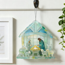 Nativity Scene Christmas Ornament – Religious Holiday Pendant with Hanging Loop, Faith-Inspired Tree Decoration,A