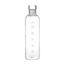 Water Bottles with Lids and Time Marker, Simple Modern Transparent Plastic Water Bottles, for Juicing for Home, Office, Gyms (Clear)