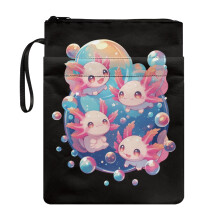Book Covers with Lightweight Polyester Book Sleeve with Book Protection for Classroom Library Carrying Book Case, Axolotls in Galaxy Bubbles