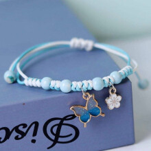 Butterfly Petal Bracelet Braided Sky Blue