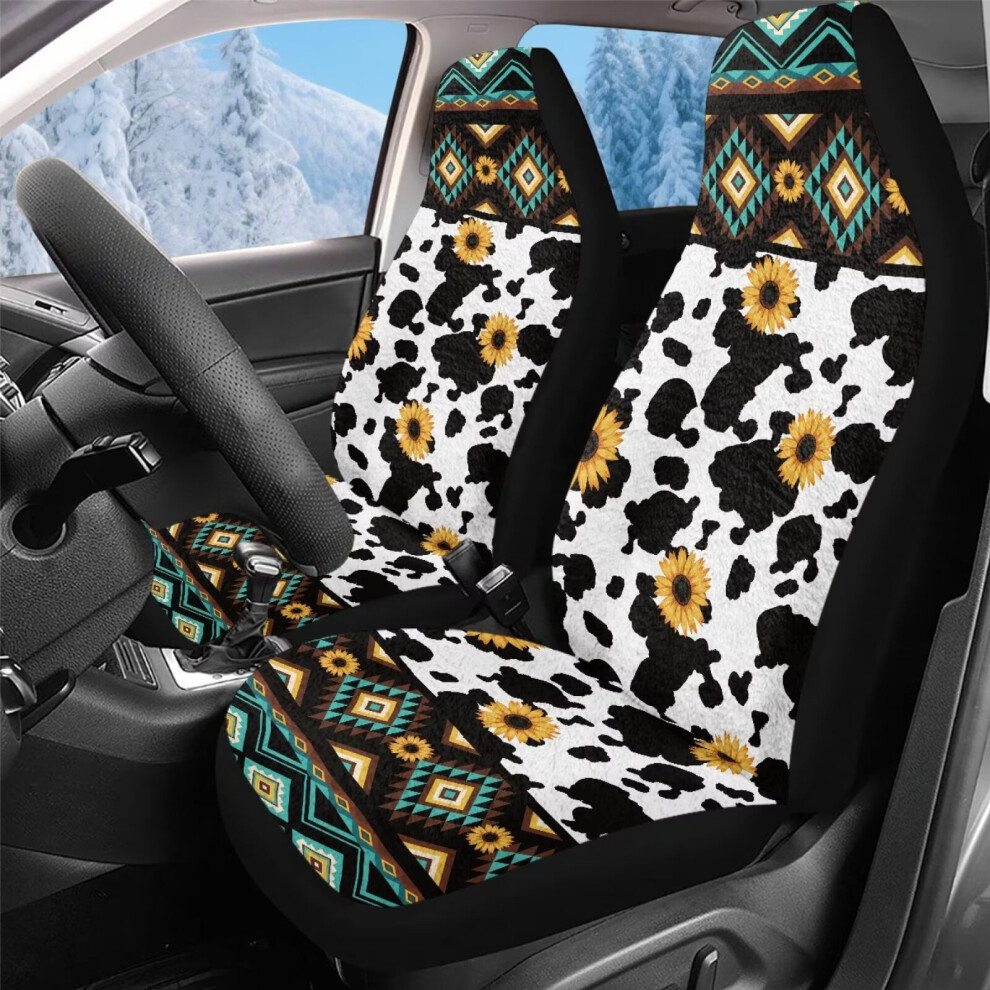 Aztec Cow Print Car Seat Covers High Back 2-Pack Coral 913211608609