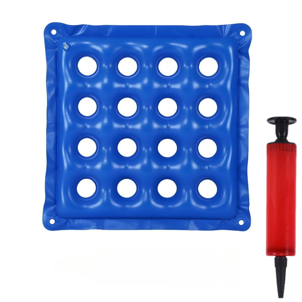 Blue Inflatable Waffle Seat Cushion For Pressure Relief, Sciatica & Tailbone Pain Â Compatible With Office Chairs & Wheelchairs,