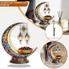 Crescent Moon Table Ornament Stained Glass Style Ramadan