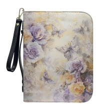 Roses Butterfly PU Leather Bible Cover for Women & Men – Lightweight, Detachable Wristlet Strap, Compatible with Standard Bibles