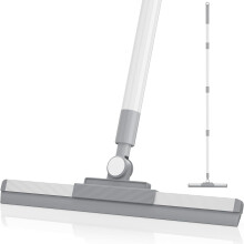 Floor Scraper with 180 Swivel Head, 53-Inch Long Handle Rubber Broom for Cleaning Windows, Bathroom Tiles, Garage, and Concrete Surfaces