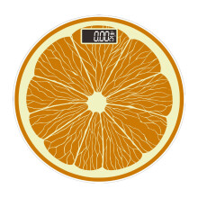 Colorful Fruit-Pattern Glass Bathroom Scale, Smart Weighing with Temp Sensor, USB Charging, 400 lbs, High Precision