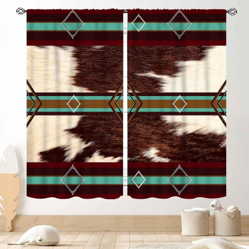 Cow Print Curtains Rustic Brown 2 Panel 84x63 Inch