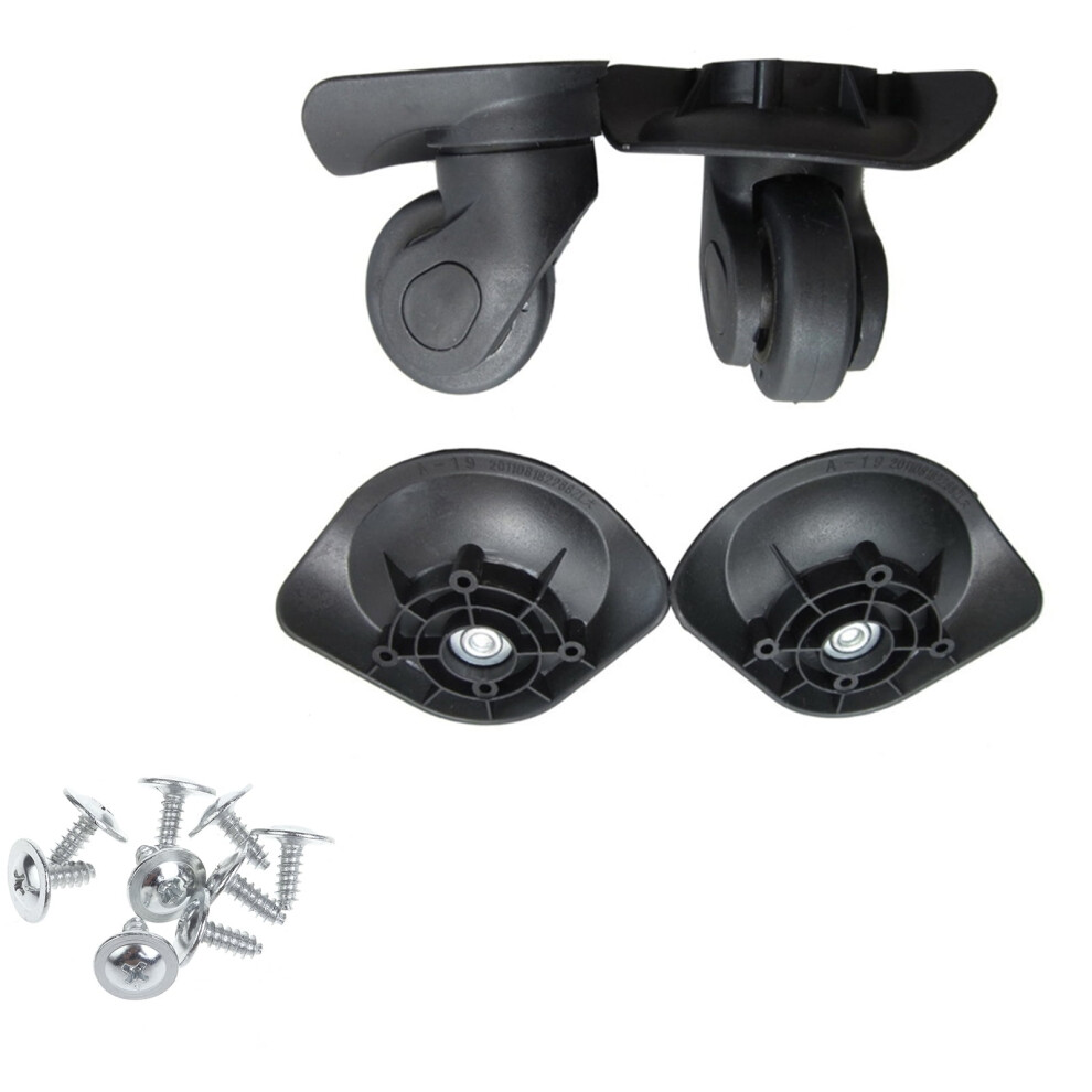 A19 Luggage Wheels Suitcase Single Row Roller Hardware Repairing Kit Spinner Casters Wheel 1 Pair Black With Screws 9399596696621