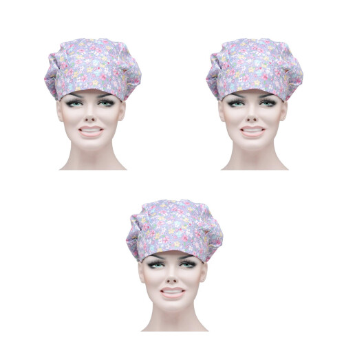 3Pcs Multi Color Flower Operating Room Hat Nurse Doctor Working Cap 1