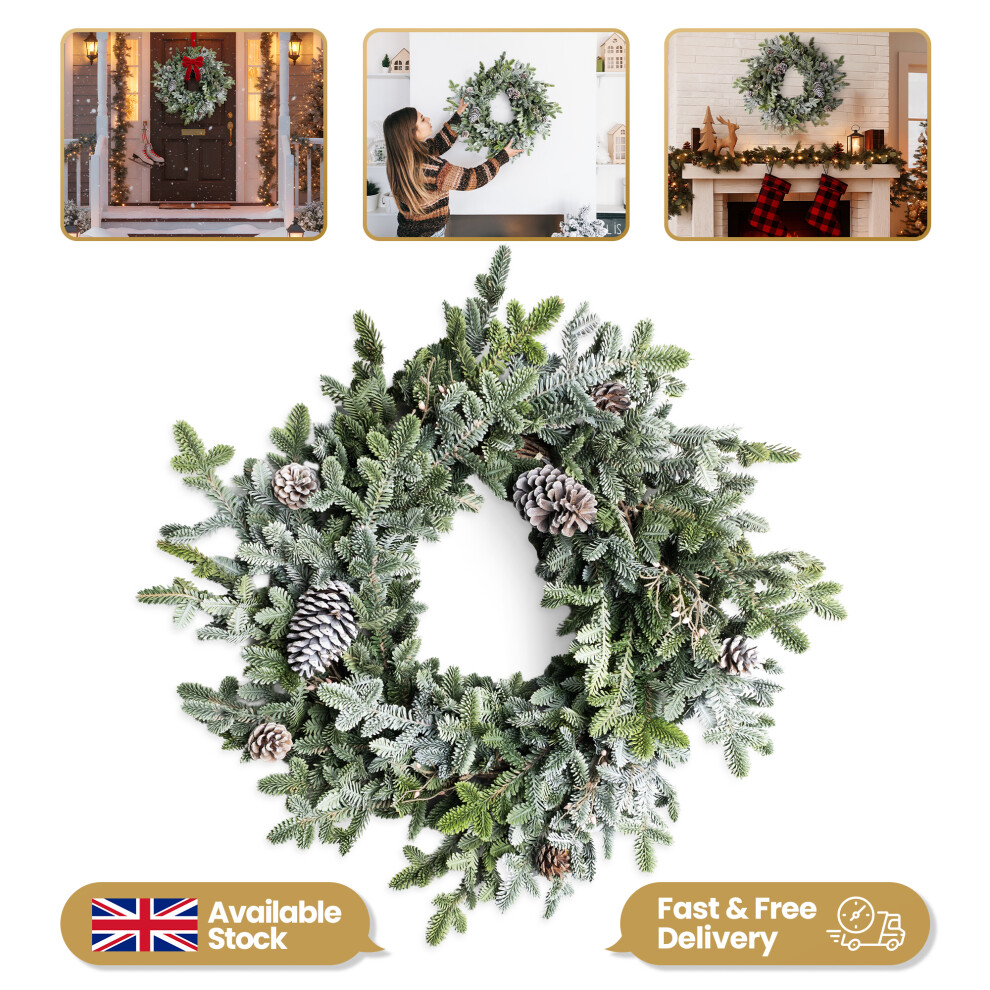 Shatchi 60Cm Cypress Pine Front Door Christmas Wreath - Image 4