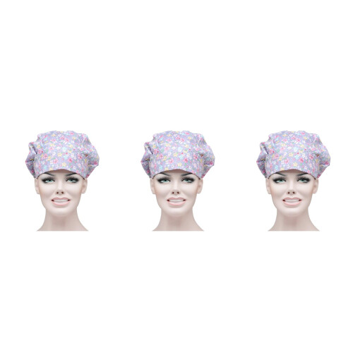 3Pcs Multi Color Flower Operating Room Hat Nurse Doctor Working Cap 2