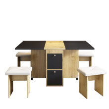 Folding Extendable Dining Table Set with 4 Chairs
