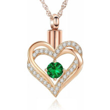 Heart Urn Necklace for Ashes with Birthstone