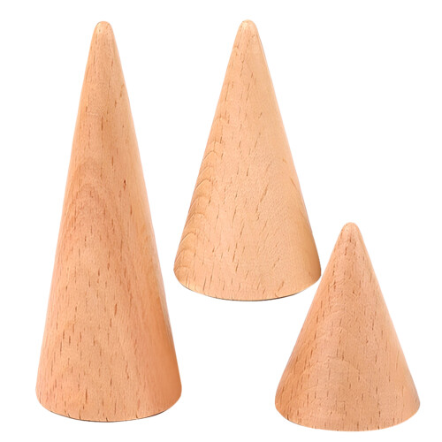 15Pcs Assorted Color Wood Ring Organizer Cone Display Stand for Rings 2