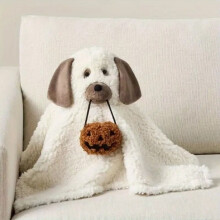 Ghost Dog and Bat Halloween Pillow - Soft Plush Decorative