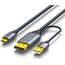 DisplayPort To USB Type C Cable 4K@60Hz Touch Function For Portable Monitors Laptops Aluminum USB Type C Cable DisplayPort To USB C Cable