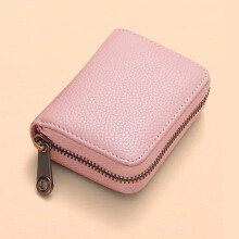 PU Slim Card Case Zipper Wallet Credit for Compact and Portable Everywhere Card Storage