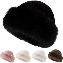 Dames winter bucket hat van imitatiebont, zacht, warm en pluizig, dik en comfortabel, winddicht.