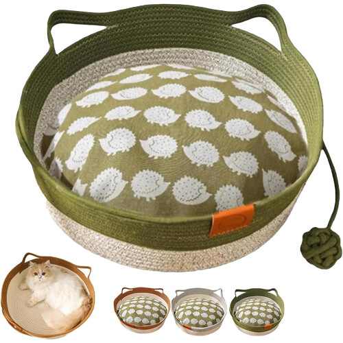 Handwoven Cotton Rope Cat Basket Foldable 1 Pack