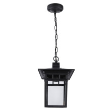 Lampă cu ramă metalică cu finisaj negru, lampă suspendată industrială de tip Farmhouse pentru locuri umede în aer liber, terasă, intrare,