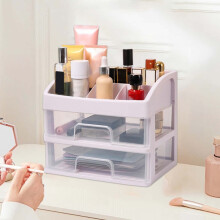 2-Tier 4-Drawer Plastic Storage Cabinet, Portable Organizer Rack – White Frame & Transparent Drawers