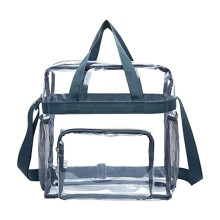 Sac à lunch transparent pour adulte, grand format, en PVC résistant, avec bandoulière ajustable et compartiment de rangement avant. Idéal pour