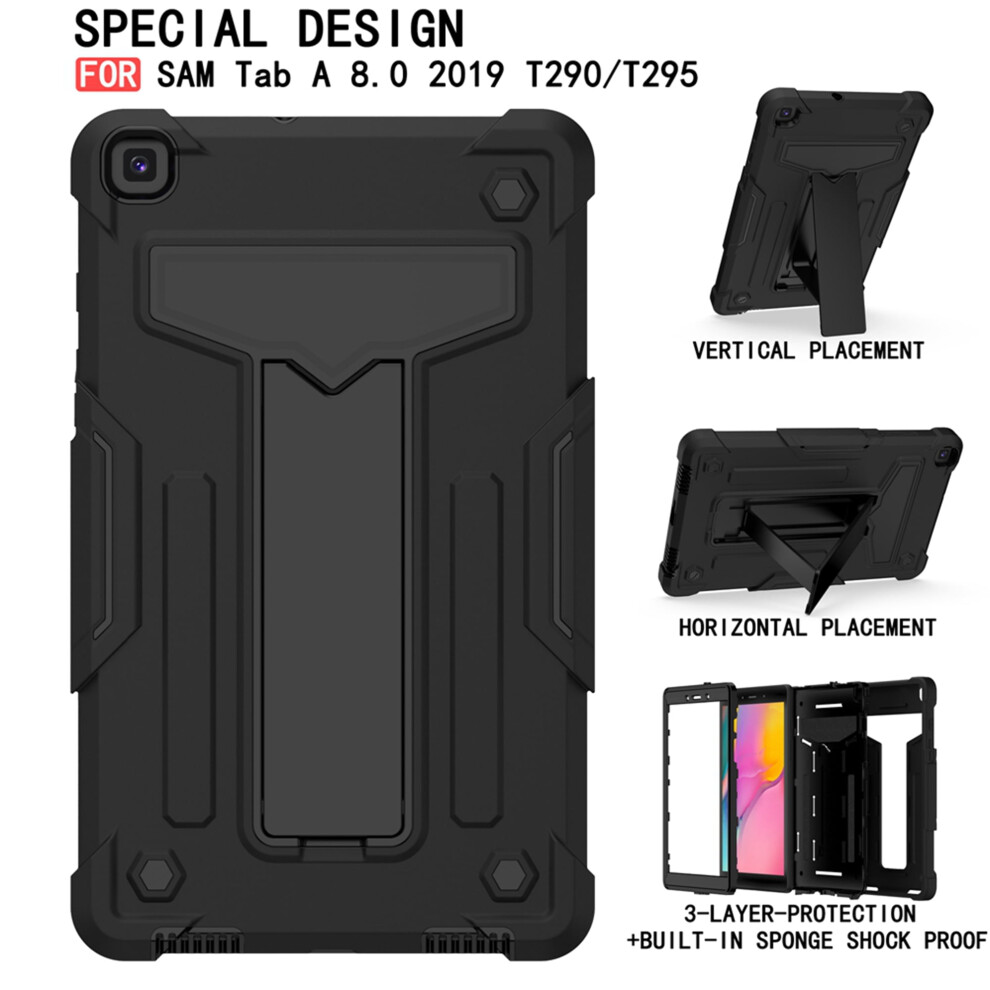 Shockproof Case Compatible With Samsung Galaxy Tab A 8.0 (2019) Sm-T290/T295 Â Rugged Hybrid Kickstand Cover, Black 9193271883692